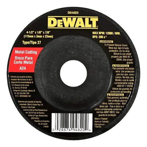 Disco DeWalt para corte de metal 4-1/2 pulgadas